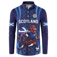 Custom World Football 2026 Scotland Button Sweatshirt Lion Mascot Go Scottish