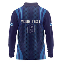 Custom World Football 2026 Scotland Long Sleeve Polo Shirt Lion Mascot Go Scottish