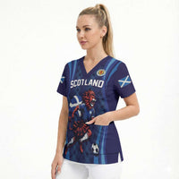 Custom World Football 2026 Scotland Scrub Top Lion Mascot Go Scottish