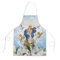 Italy Immaculate Conception Feast Day Apron Virgin Mary with Cross And Lily Flower - Wonder Print Shop