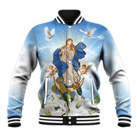 Italy Immaculate Conception Feast Day Baseball Jacket Virgin Mary with Cross And Lily Flower LT19