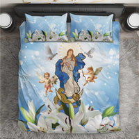 Italy Immaculate Conception Feast Day Bedding Set Virgin Mary with Cross And Lily Flower - Wonder Print Shop