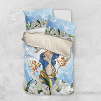 Italy Immaculate Conception Feast Day Bedding Set Virgin Mary with Cross And Lily Flower - Wonder Print Shop