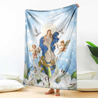 Italy Immaculate Conception Feast Day Blanket Virgin Mary with Cross And Lily Flower - Wonder Print Shop