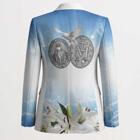 Italy Immaculate Conception Feast Day Blazer Virgin Mary with Cross And Lily Flower - Wonder Print Shop
