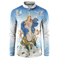 Italy Immaculate Conception Feast Day Button Sweatshirt Virgin Mary with Cross And Lily Flower LT19