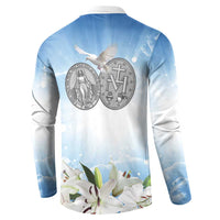 Italy Immaculate Conception Feast Day Button Sweatshirt Virgin Mary with Cross And Lily Flower LT19