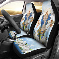 Italy Immaculate Conception Feast Day Car Seat Cover Virgin Mary with Cross And Lily Flower - Wonder Print Shop