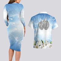 Italy Immaculate Conception Feast Day Couples Matching Long Sleeve Bodycon Dress and Hawaiian Shirt Virgin Mary with Cross And Lily Flower LT19