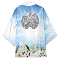 Italy Immaculate Conception Feast Day Kimono Virgin Mary with Cross And Lily Flower - Wonder Print Shop