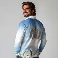 Italy Immaculate Conception Feast Day Long Sleeve Polo Shirt Virgin Mary with Cross And Lily Flower LT19