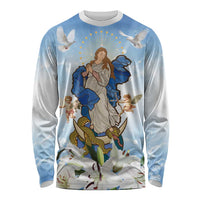 Italy Immaculate Conception Feast Day Long Sleeve Shirt Virgin Mary with Cross And Lily Flower LT19