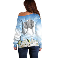 Italy Immaculate Conception Feast Day Off Shoulder Sweater Virgin Mary with Cross And Lily Flower LT19