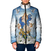 Italy Immaculate Conception Feast Day Padded Jacket Virgin Mary with Cross And Lily Flower - Wonder Print Shop