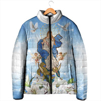 Italy Immaculate Conception Feast Day Padded Jacket Virgin Mary with Cross And Lily Flower - Wonder Print Shop