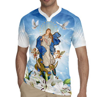 Italy Immaculate Conception Feast Day Rugby Jersey Virgin Mary with Cross And Lily Flower LT19