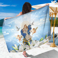 Italy Immaculate Conception Feast Day Sarong Virgin Mary with Cross And Lily Flower - Wonder Print Shop