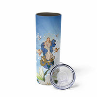 Italy Immaculate Conception Feast Day Skinny Tumbler Virgin Mary with Cross And Lily Flower - Wonder Print Shop