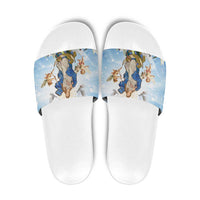 Italy Immaculate Conception Feast Day Slide Sandals Virgin Mary with Cross And Lily Flower - Wonder Print Shop