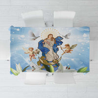 Italy Immaculate Conception Feast Day Tablecloth Virgin Mary with Cross And Lily Flower - Wonder Print Shop