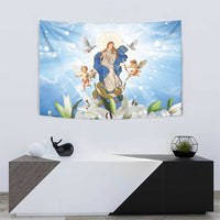 Italy Immaculate Conception Feast Day Tapestry Virgin Mary with Cross And Lily Flower - Wonder Print Shop
