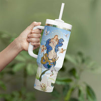 Italy Immaculate Conception Feast Day Tumbler With Handle Virgin Mary with Cross And Lily Flower - Wonder Print Shop