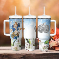 Italy Immaculate Conception Feast Day Tumbler With Handle Virgin Mary with Cross And Lily Flower - Wonder Print Shop