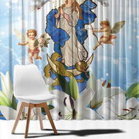 Italy Immaculate Conception Feast Day Window Curtain Virgin Mary with Cross And Lily Flower - Wonder Print Shop