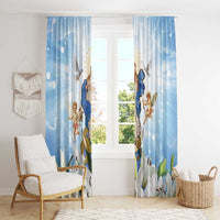 Italy Immaculate Conception Feast Day Window Curtain Virgin Mary with Cross And Lily Flower - Wonder Print Shop