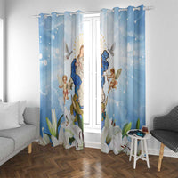 Italy Immaculate Conception Feast Day Window Curtain Virgin Mary with Cross And Lily Flower - Wonder Print Shop
