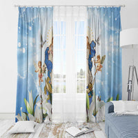 Italy Immaculate Conception Feast Day Window Curtain Virgin Mary with Cross And Lily Flower - Wonder Print Shop