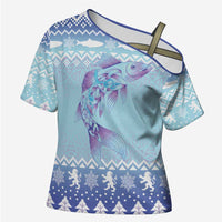 Cardiganshire Wales Christmas Cross Shoulder Shirt Ceredigion Herring Celtic Knot - Wonder Print Shop