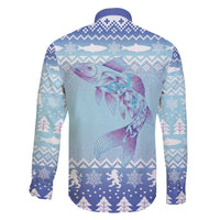 Cardiganshire Wales Christmas Family Matching Off The Shoulder Long Sleeve Dress and Hawaiian Shirt Ceredigion Herring Celtic Knot - Wonder Print Shop