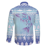 Cardiganshire Wales Christmas Family Matching Off Shoulder Short Dress and Hawaiian Shirt Ceredigion Herring Celtic Knot - Wonder Print Shop