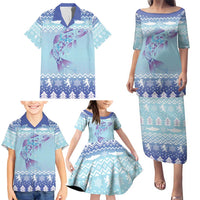 Cardiganshire Wales Christmas Family Matching Puletasi and Hawaiian Shirt Ceredigion Herring Celtic Knot - Wonder Print Shop