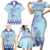 Cardiganshire Wales Christmas Family Matching Short Sleeve Bodycon Dress and Hawaiian Shirt Ceredigion Herring Celtic Knot - Wonder Print Shop