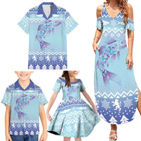 Cardiganshire Wales Christmas Family Matching Summer Maxi Dress and Hawaiian Shirt Ceredigion Herring Celtic Knot - Wonder Print Shop