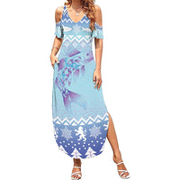 Cardiganshire Wales Christmas Family Matching Summer Maxi Dress and Hawaiian Shirt Ceredigion Herring Celtic Knot - Wonder Print Shop