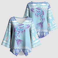 Cardiganshire Wales Christmas Kimono Sleeve Blouse Ceredigion Herring Celtic Knot - Wonder Print Shop