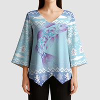 Cardiganshire Wales Christmas Kimono Sleeve Blouse Ceredigion Herring Celtic Knot - Wonder Print Shop
