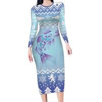 Cardiganshire Wales Christmas Long Sleeve Bodycon Dress Ceredigion Herring Celtic Knot - Wonder Print Shop