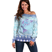 Cardiganshire Wales Christmas Off Shoulder Sweater Ceredigion Herring Celtic Knot - Wonder Print Shop