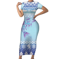 Cardiganshire Wales Christmas Short Sleeve Bodycon Dress Ceredigion Herring Celtic Knot - Wonder Print Shop