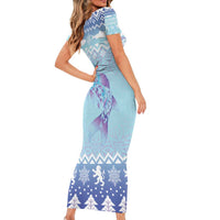 Cardiganshire Wales Christmas Short Sleeve Bodycon Dress Ceredigion Herring Celtic Knot - Wonder Print Shop