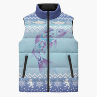 Cardiganshire Wales Christmas Sleeveless Puffer Jacket Ceredigion Herring Celtic Knot - Wonder Print Shop