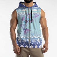 Cardiganshire Wales Christmas Sleeveless Zip Hoodie Ceredigion Herring Celtic Knot - Wonder Print Shop