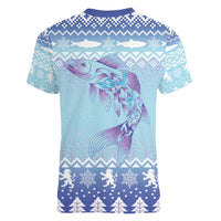 Cardiganshire Wales Christmas Women V-Neck T-Shirt Ceredigion Herring Celtic Knot - Wonder Print Shop