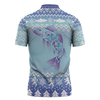 Cardiganshire Wales Christmas Zipper Polo Shirt Ceredigion Herring Celtic Knot - Wonder Print Shop