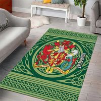 Personalized Carmarthenshire Wales Area Rug Map and Emblem Celtic Style - Wonder Print Shop