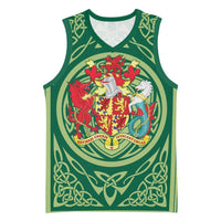 Personalized Carmarthenshire Wales Basketball Jersey Map and Emblem Celtic Style - Wonder Print Shop